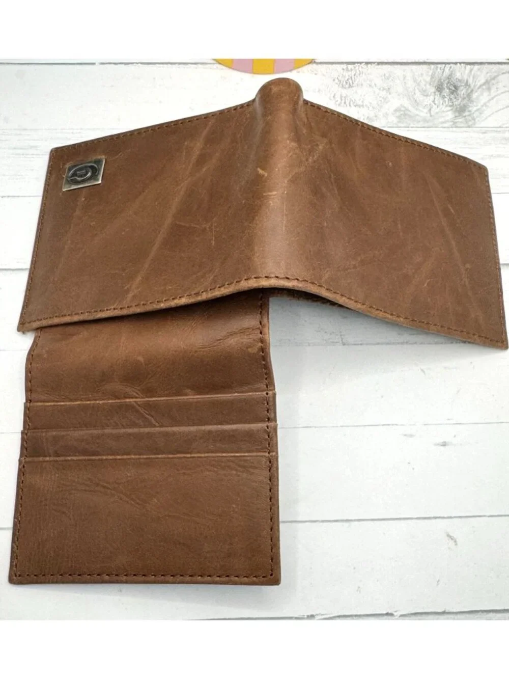 ZEP-PRO Brown Leather Mens Bifold Wallet With Card Slots & Clear ID Windows